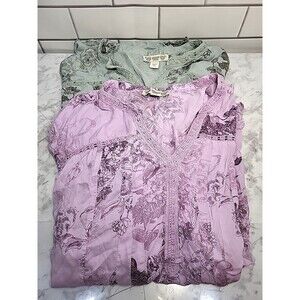 2 Vintage America Womens Sz 2XL Blouses Tops Shirts Boho Artsy Hippie Lagen Look